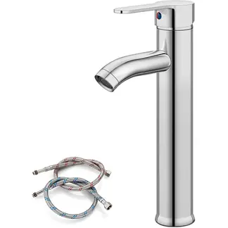 HOME NEAT - Llave Monomando Cromo Alta Lavamanos Flexibles