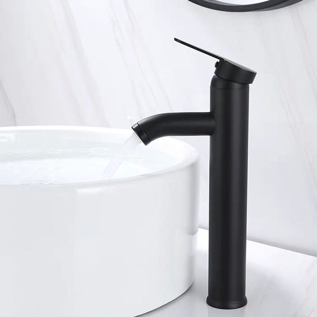 HOME NEAT - Llave monomando negra alta lavamanos flexibles Negro