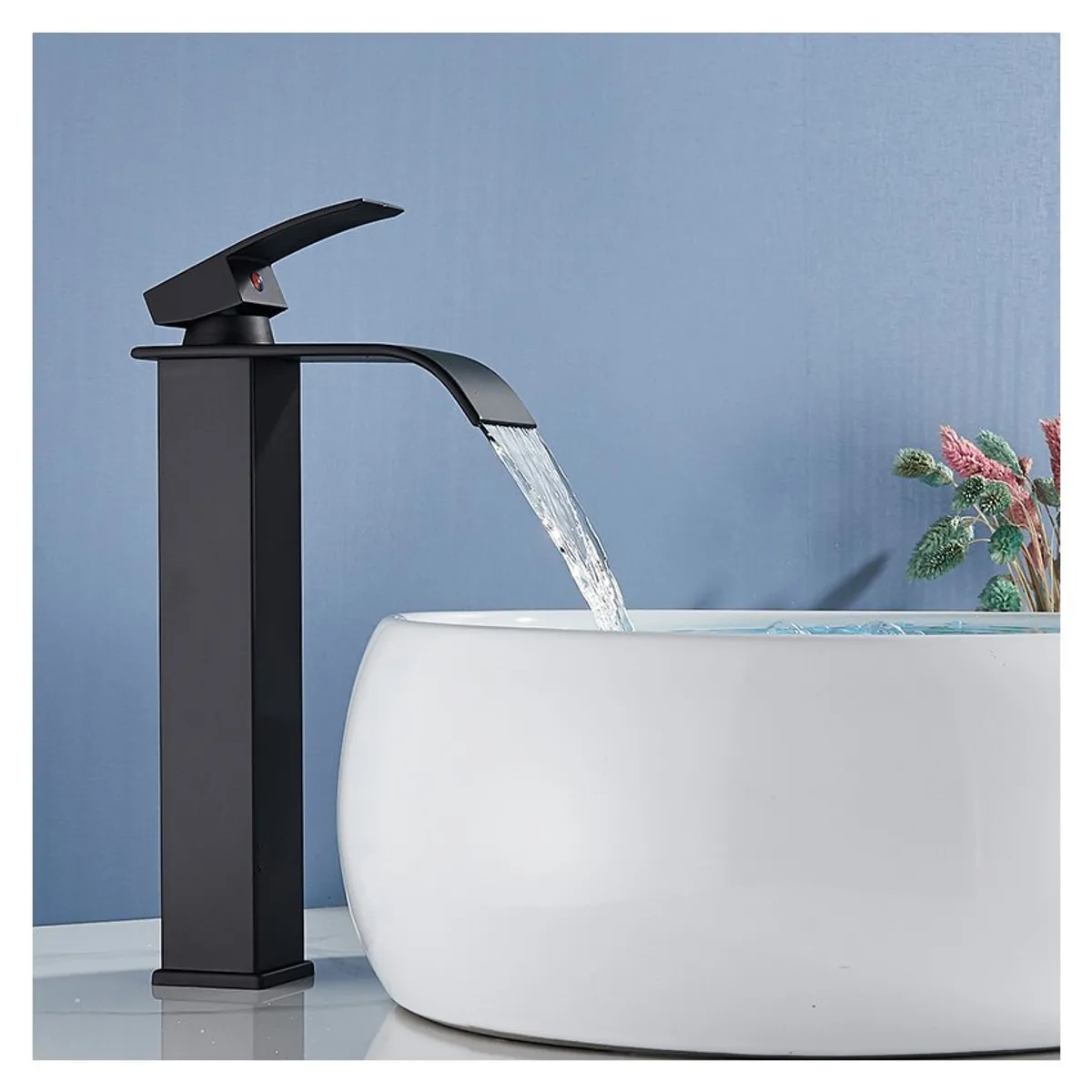 HOME NEAT - Grifo monomando mezclador cascada llave baño 30cm - Negro