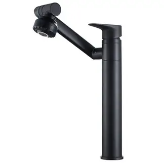 HOME NEAT - Grifomonomando alta lavamanos giratorio 1080 + flexibles- NEGRO