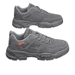 DANWEILE - Zapatos lona para hombre zapatos de seguridad antideslizantes-Gris.