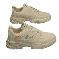 DANWEILE - Zapatos lona para hombre zapatos de seguridad antideslizantes-Caqui.