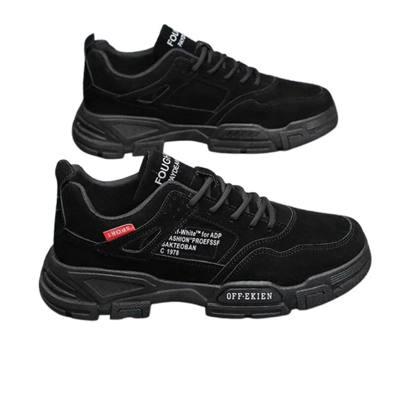 DANWEILE - Zapatos lona para hombre zapatos de seguridad antideslizantes-Negro.
