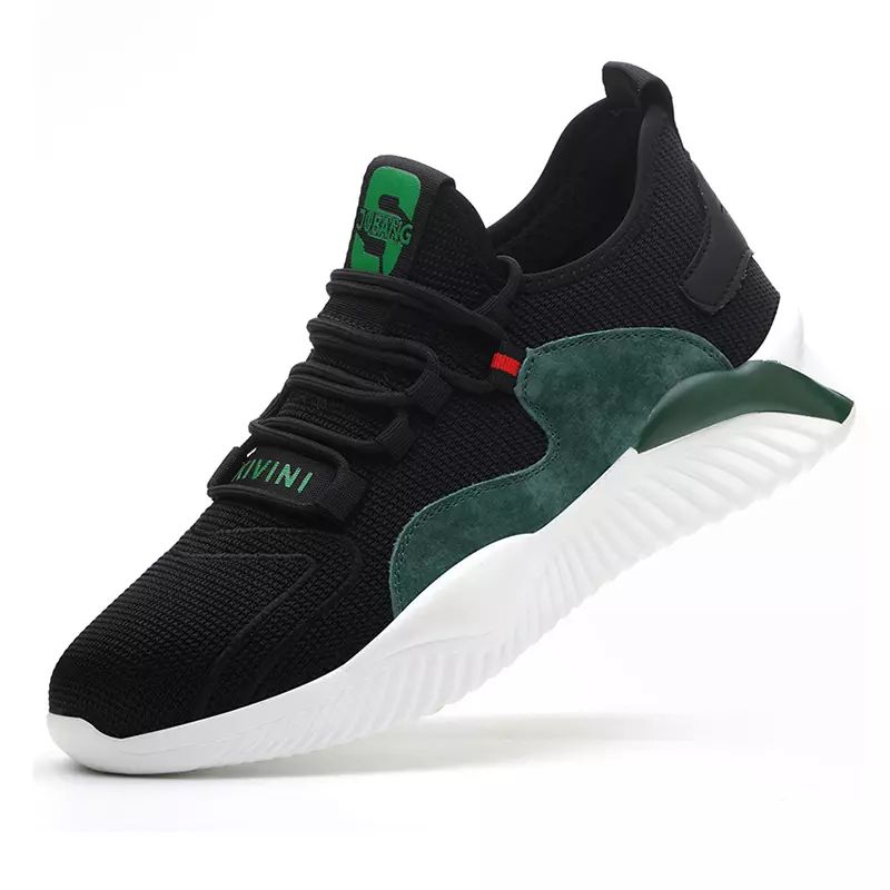 DANWEILE - Zapatos de seguridad transpirables a prueba de golpes - negro y verde.