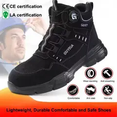 DANWEILE - Zapatos de seguridad resistentes al desgaste de caña alta - Negro.