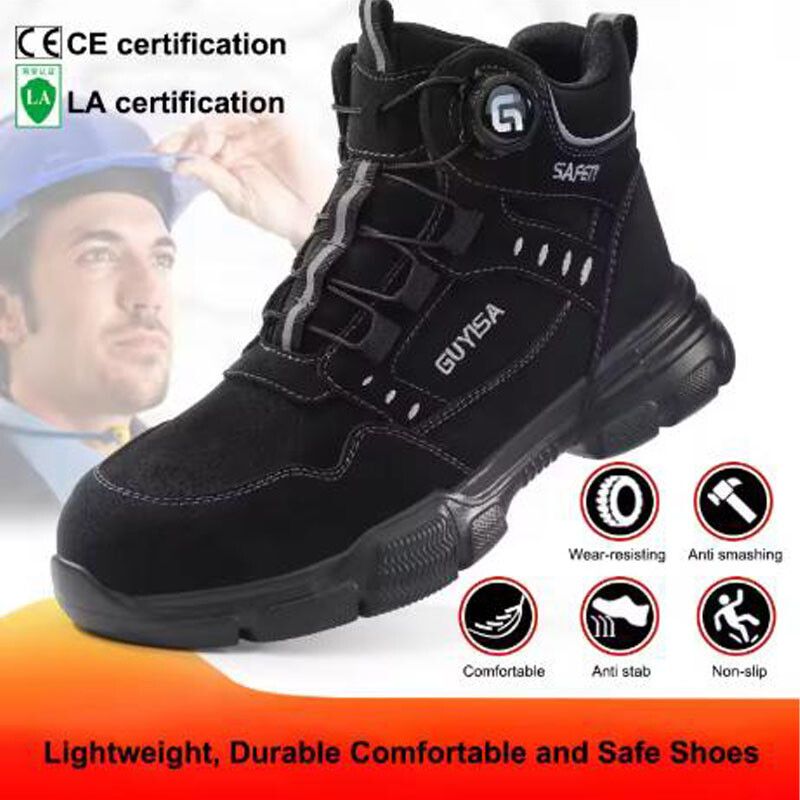 DANWEILE - Zapatos de seguridad resistentes al desgaste de caña alta - Negro.