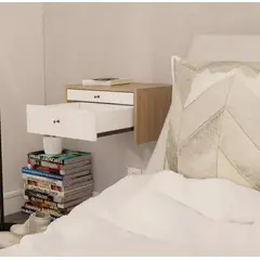 AMV TIENDA ONLINE - Velador Flotante Con Cajon Y Desayunador Mesita De Noche
