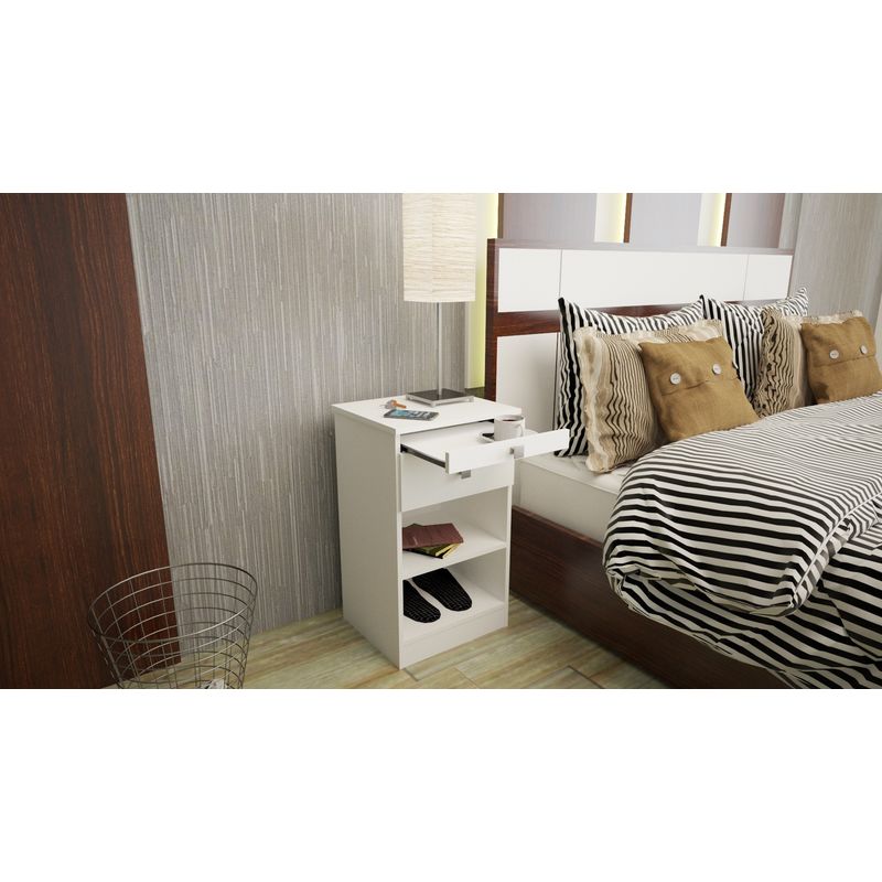 AMV TIENDA ONLINE - Velador Mesa De Noche 1 Cajon Bandeja Desayunador Zapatero