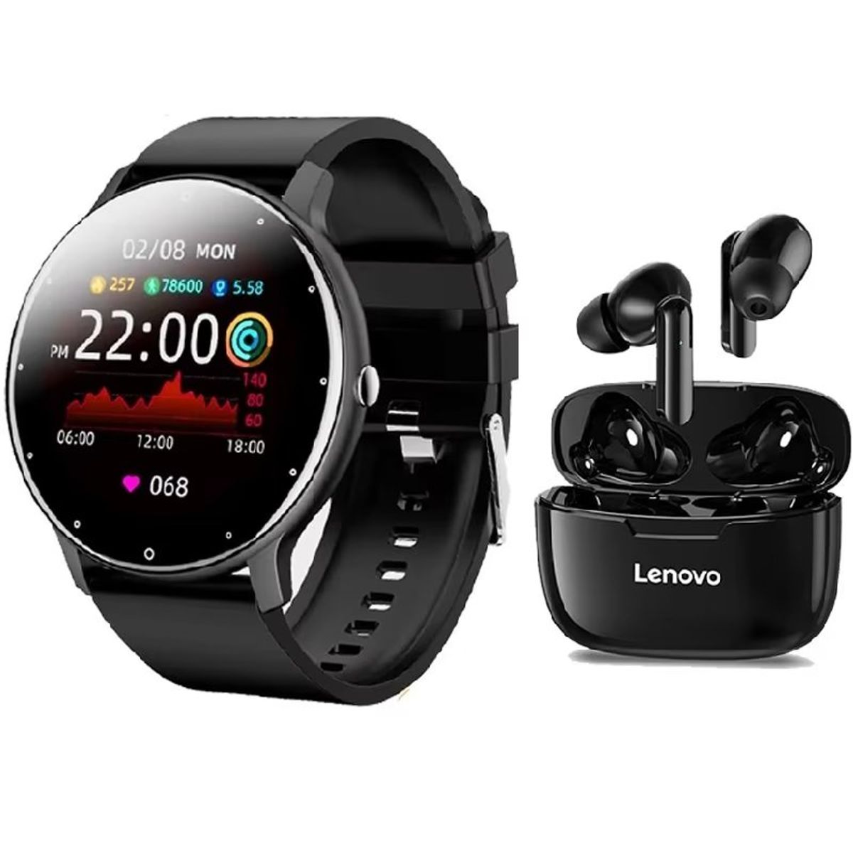 LENOVO - Audífonos lenovo xt90 de tws-Negro y toumi fit 2 watch-B