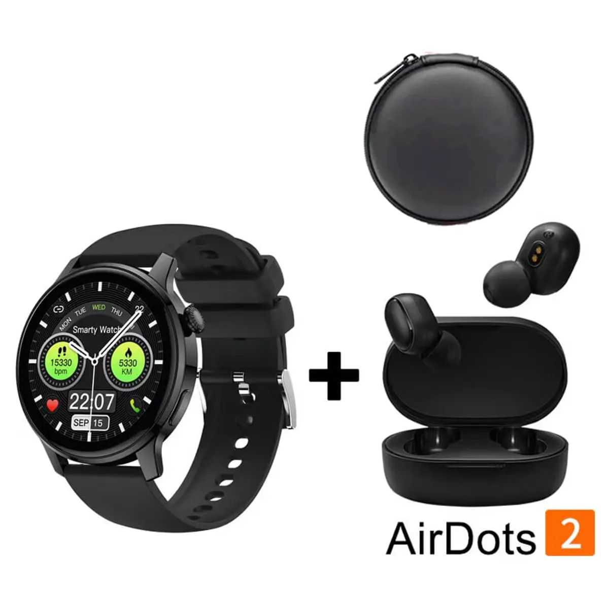 LENOVO - S46 reloj inteligente deportivo y Redmi AirDots 2 - Negro y Estuchen