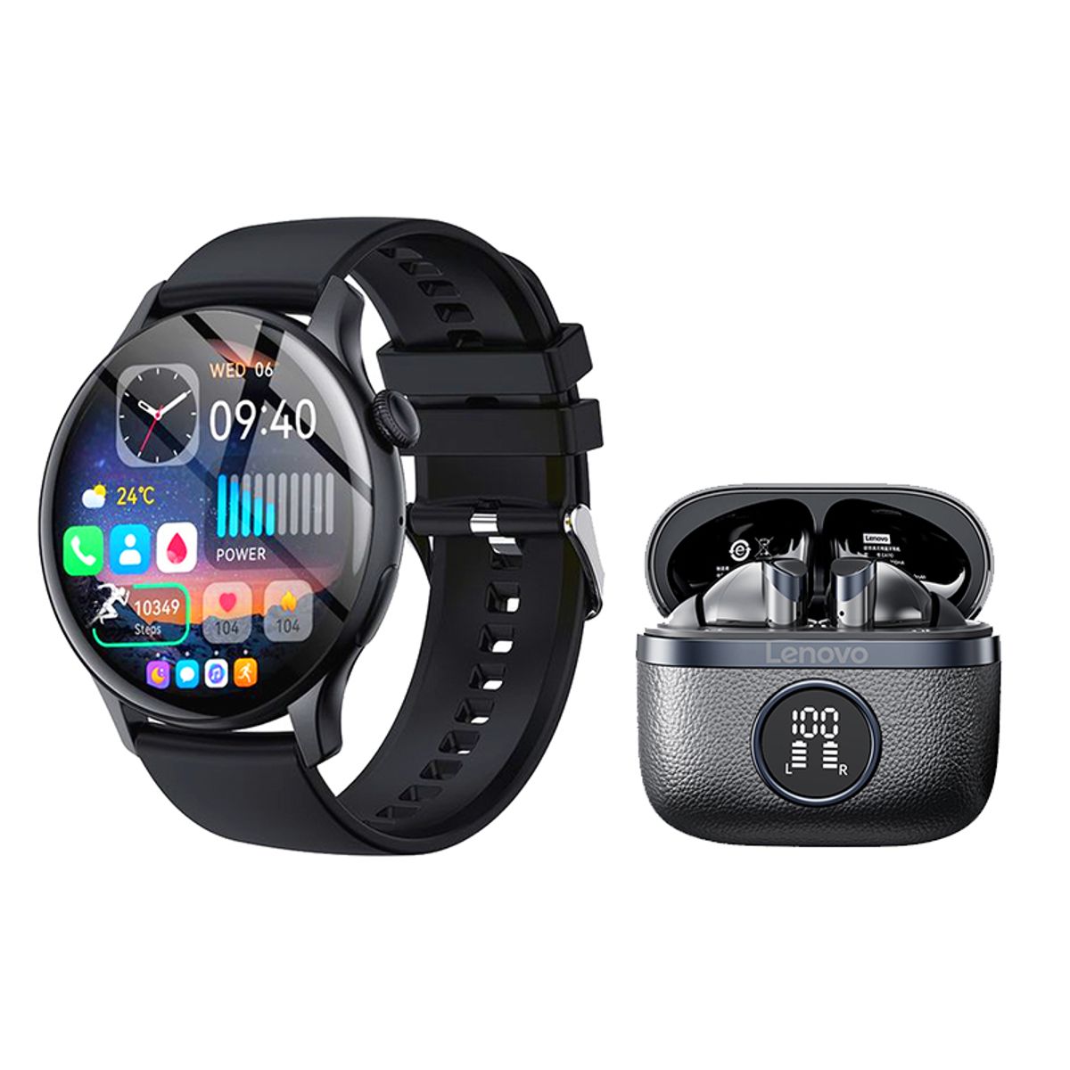LENOVO - Toumi Watch GT-H5 Amoled y Lenovo TA240 De Audífonos tws-Negro