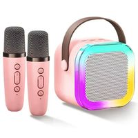 Parlante Karaoke Inalámbrico Toumi LED + 2 Micrófonos - Rosa