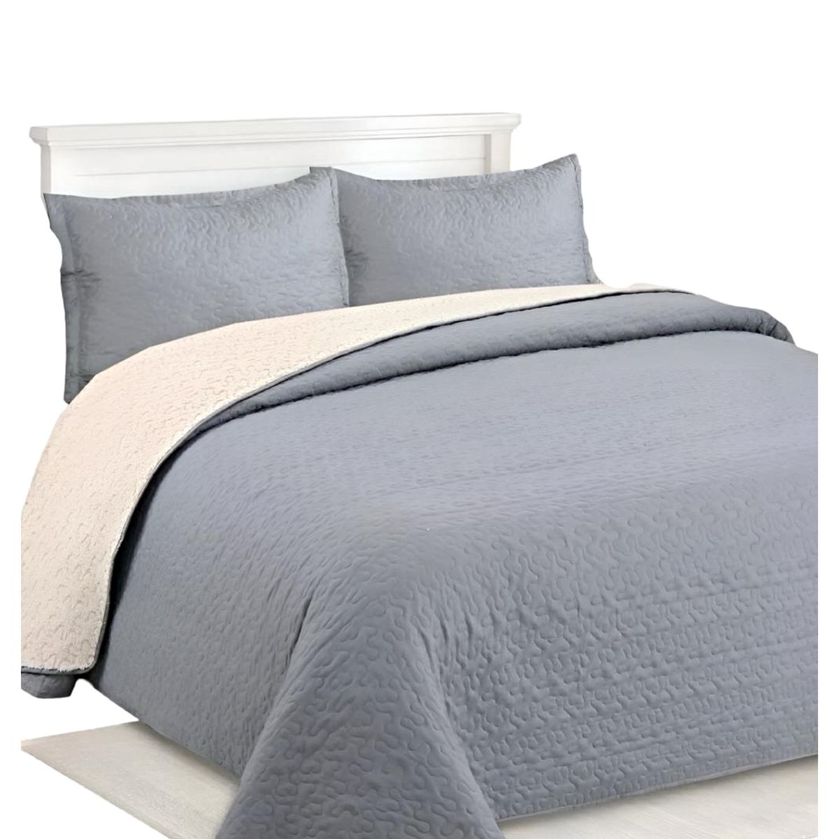 GENERICO - COBERTOR COLCHA QUILT SHERPA OTOÑO INVIERNO 2 PLAZAS