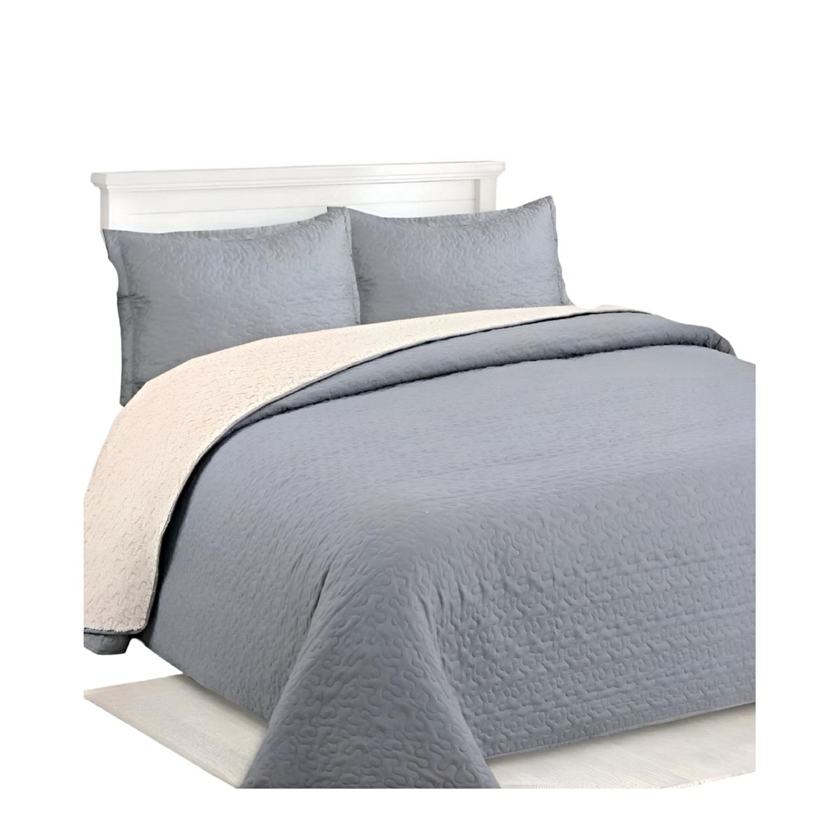 GENERICO - COBERTOR COLCHA QUILT SHERPA OTOÑO INVIERNO 2 PLAZAS