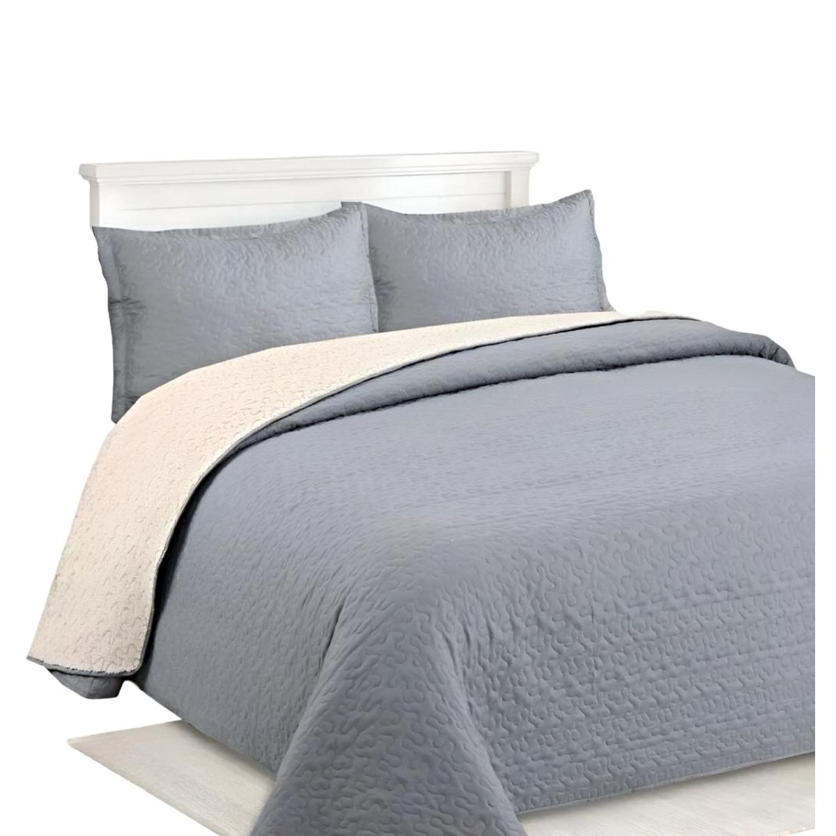 GENERICO - COBERTOR COLCHA QUILT SHERPA OTOÑO INVIERNO 2 PLAZAS