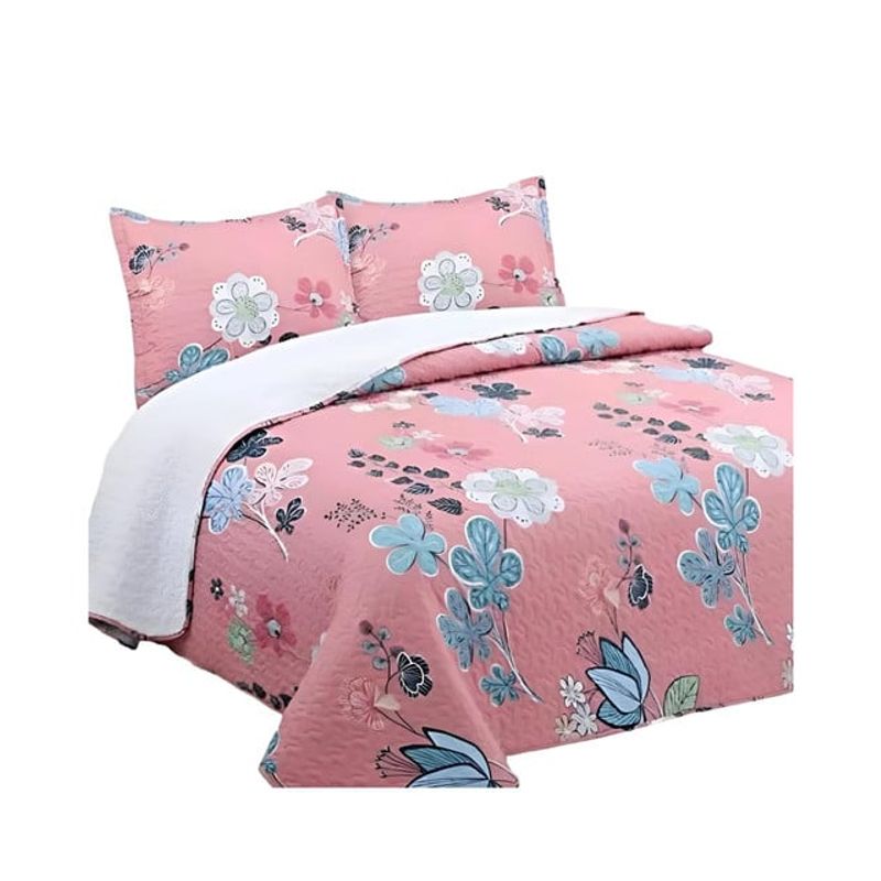 GENERICO - COBERTOR COLCHA QUILT SHERPA OTOÑO INVIERNO 2 PLAZAS