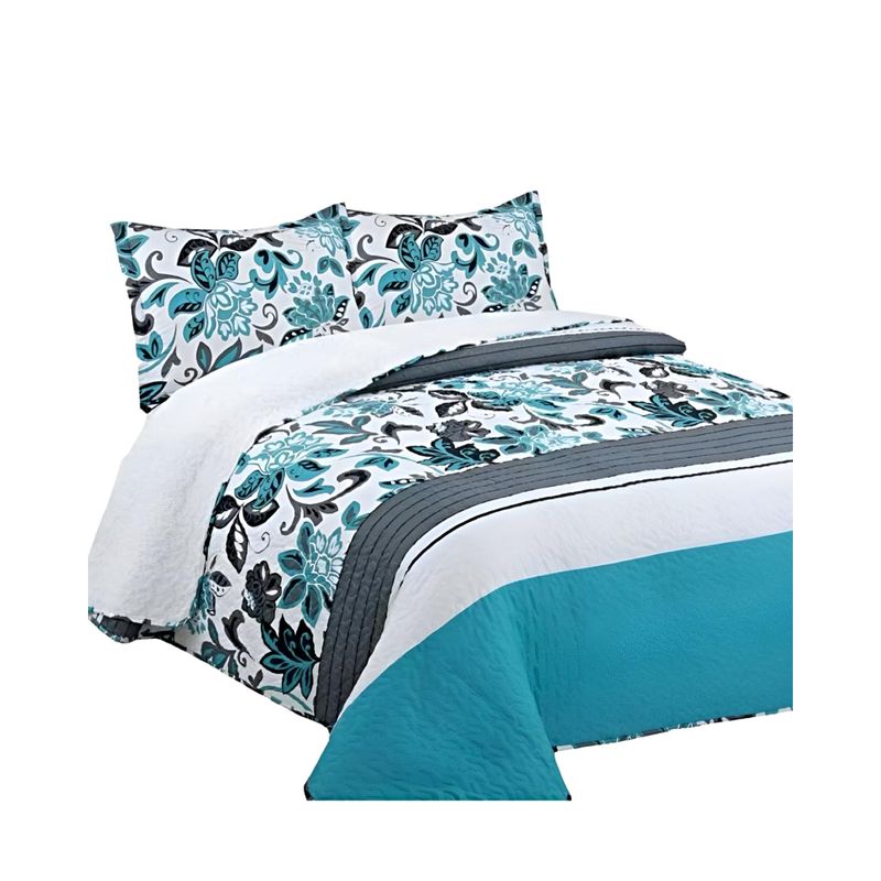 GENERICO - COBERTOR COLCHA QUILT SHERPA OTOÑO INVIERNO 2 PLAZAS