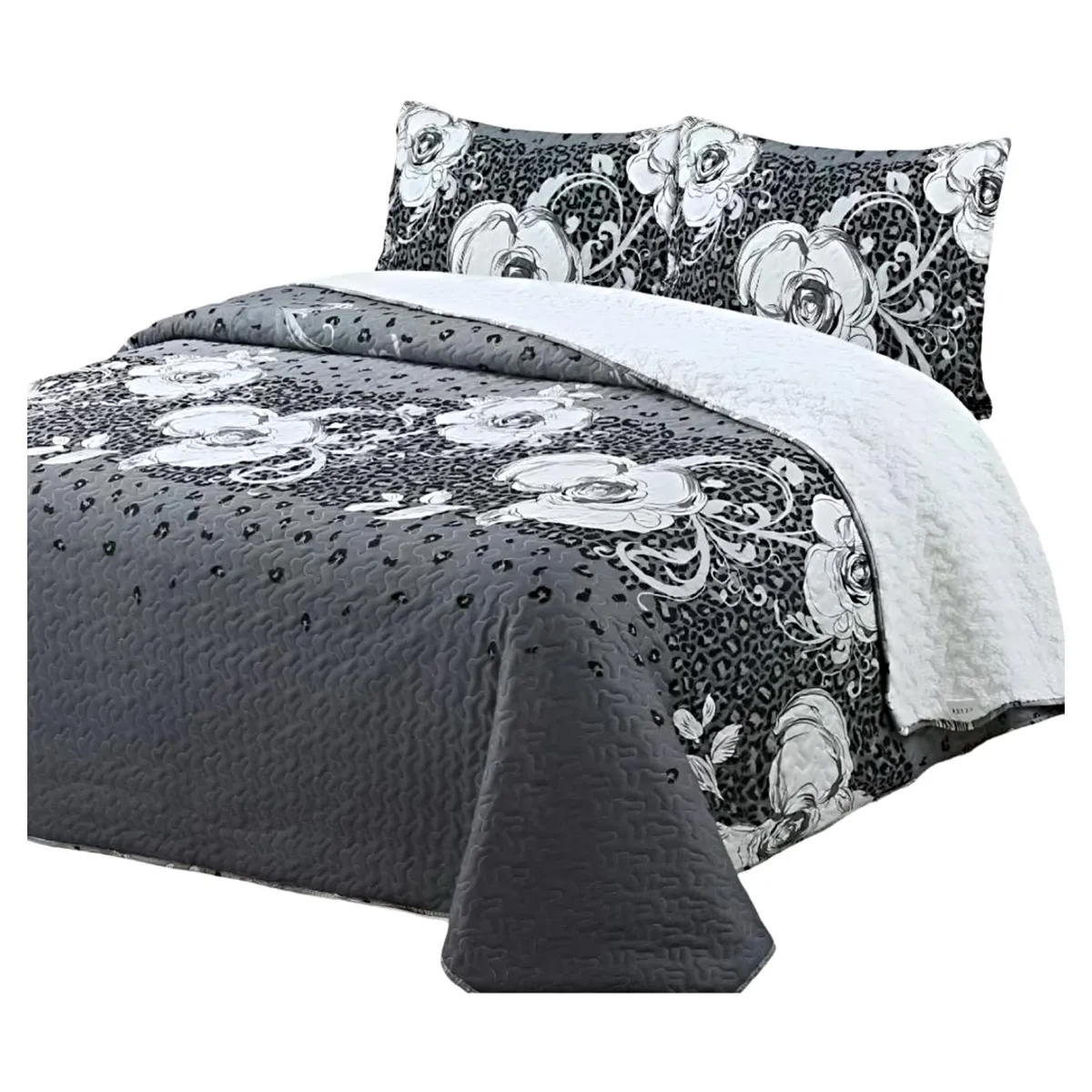 GENERICO - COBERTOR COLCHA QUILT SHERPA OTOÑO INVIERNO 2 PLAZAS