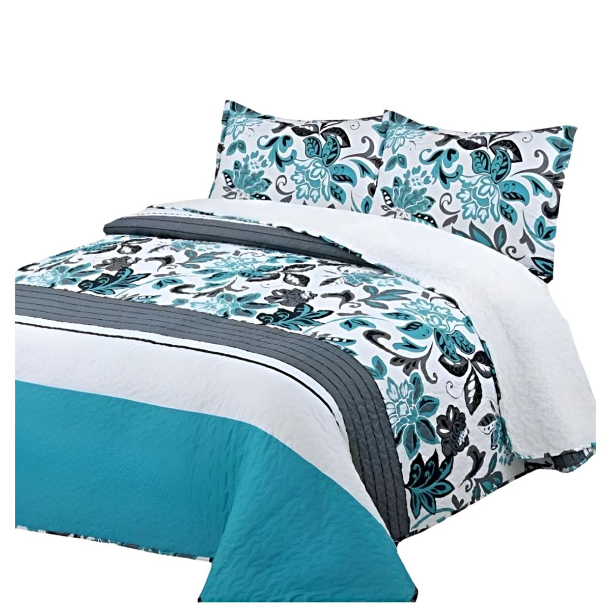 GENERICO - COBERTOR COLCHA QUILT SHERPA KING MEDIDA 230X250 cm