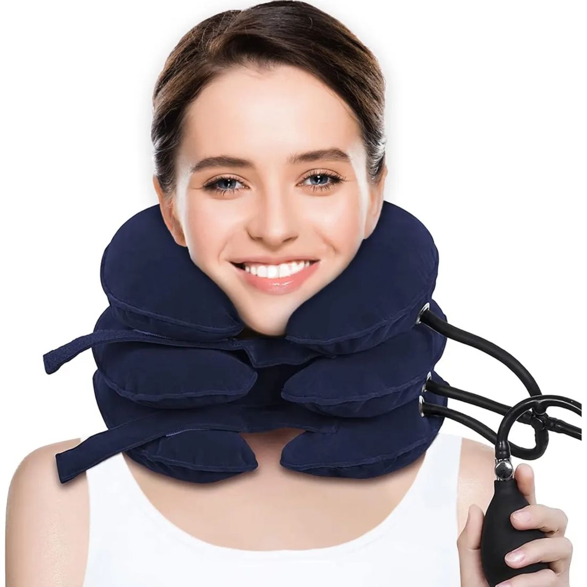 MOVI - Almohada Cuello Ortopédica Inflable para Descanso Cervical 3 Capas