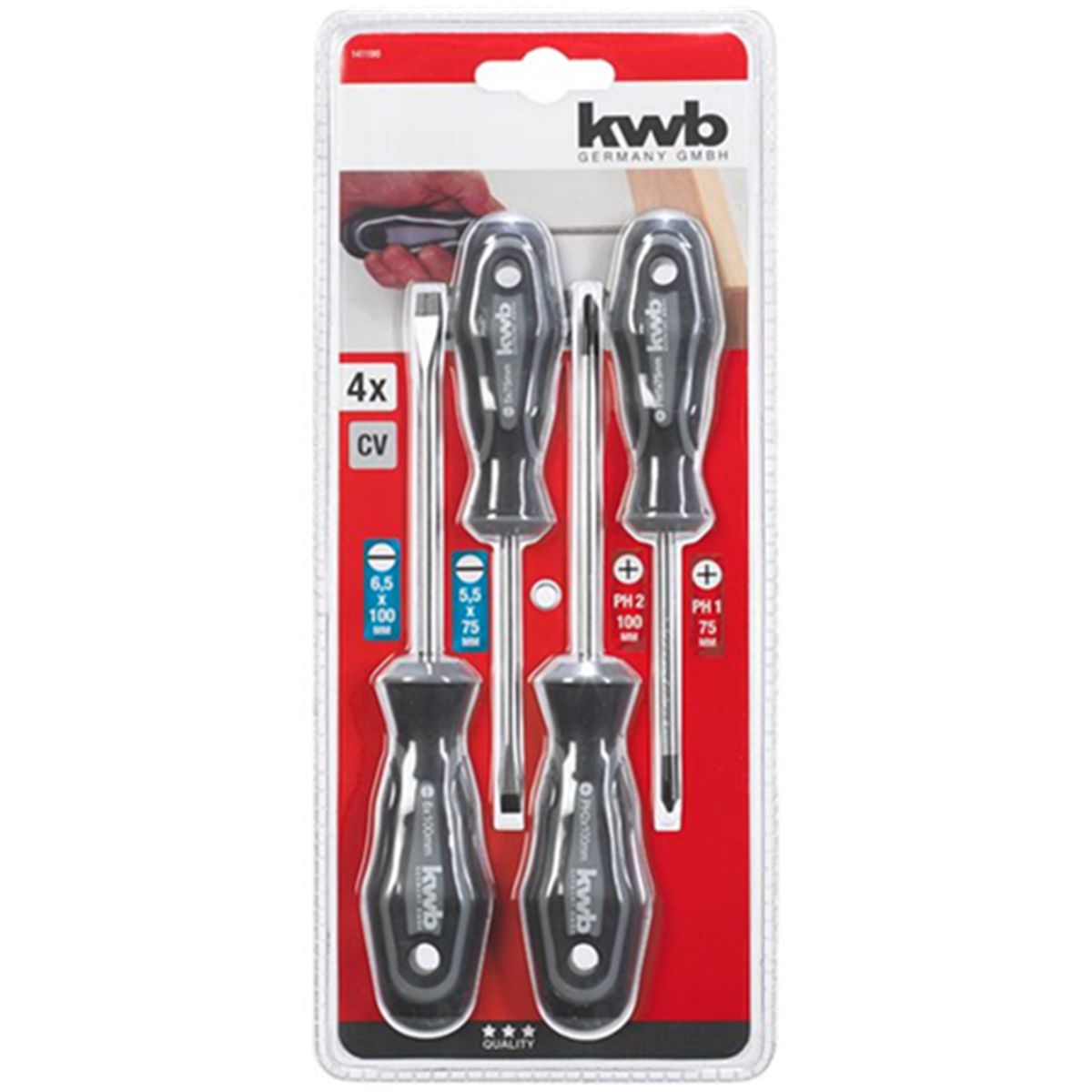 KWB - Kit Set Juego Destornilladores 4 Piezas Kwb 141190