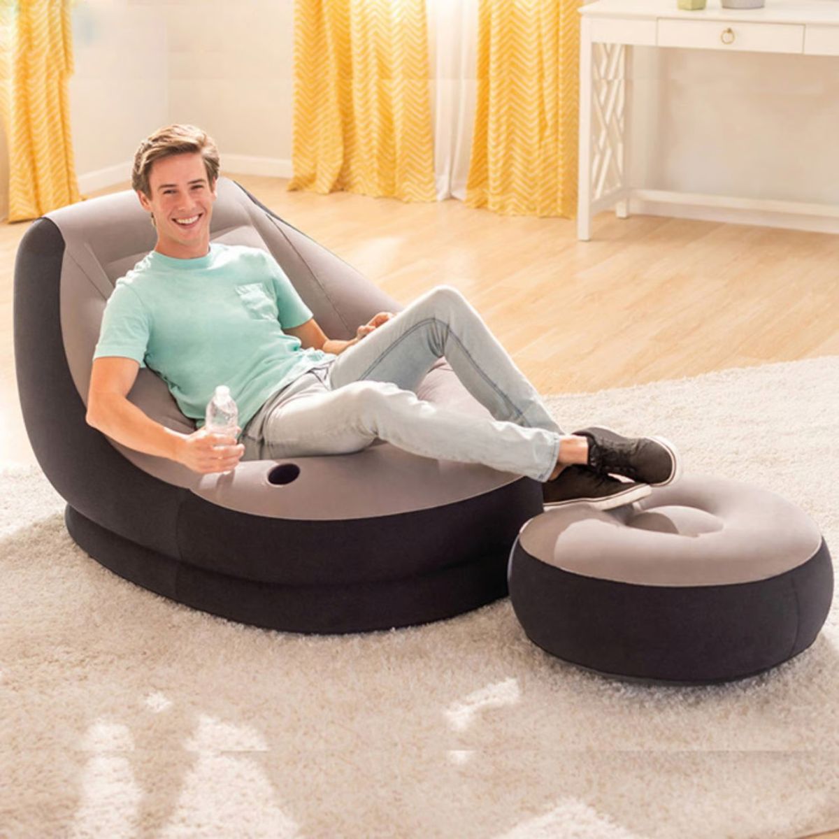 MOVI - Sofa Inflable + Puff - Tu momento de descanso más cómodo y portátil