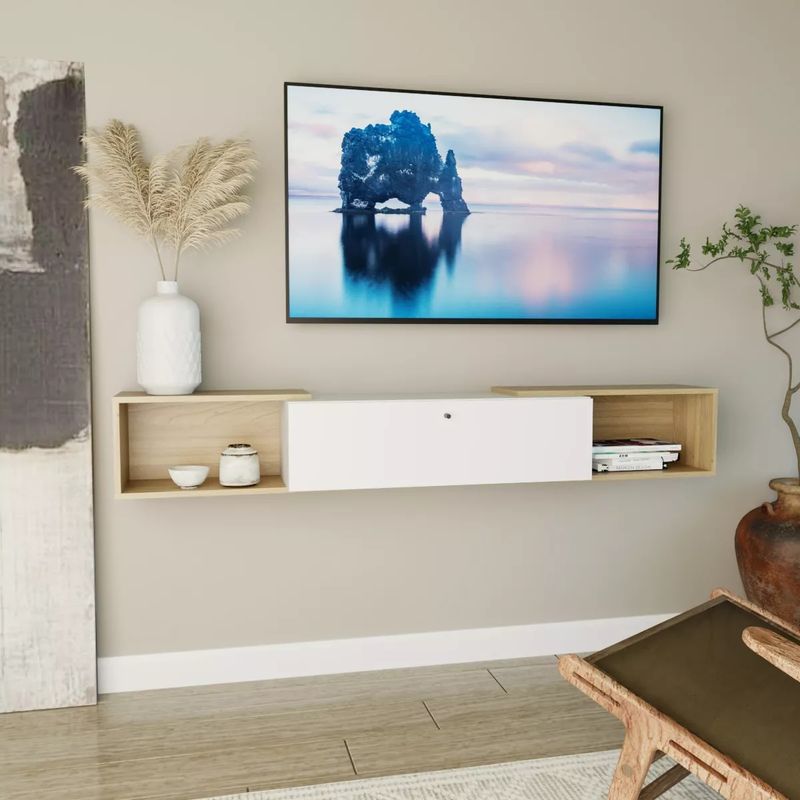AMV TIENDA ONLINE - Rack Tv Flotante 1 Puerta Estante Regulable Arrimo Recibidor