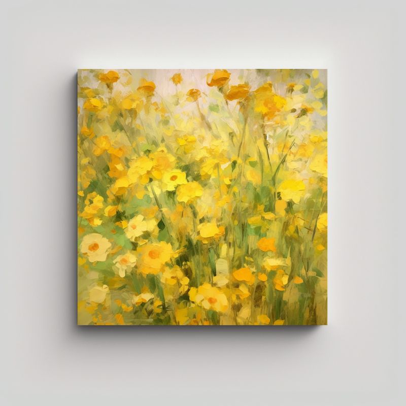 GENERICO - Pinturas De Decoración Con Flores Amarillas 80x80 Cm