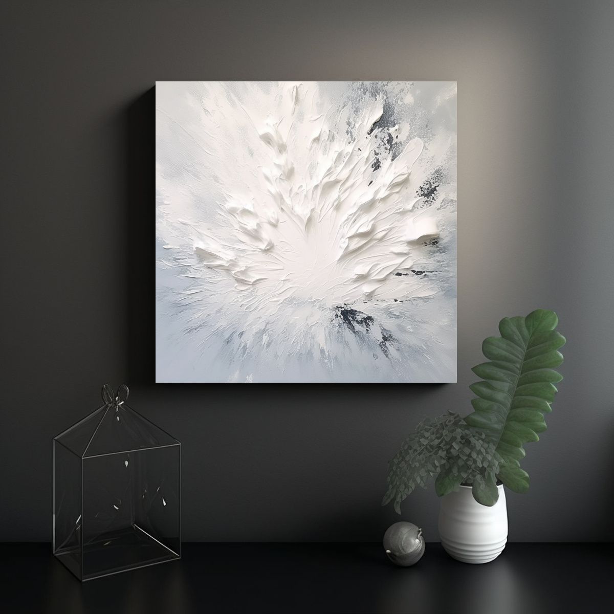 GENERICO - Cuadro Moderno Minimalista Con Pinceladas Gruesas 60x60 Cm