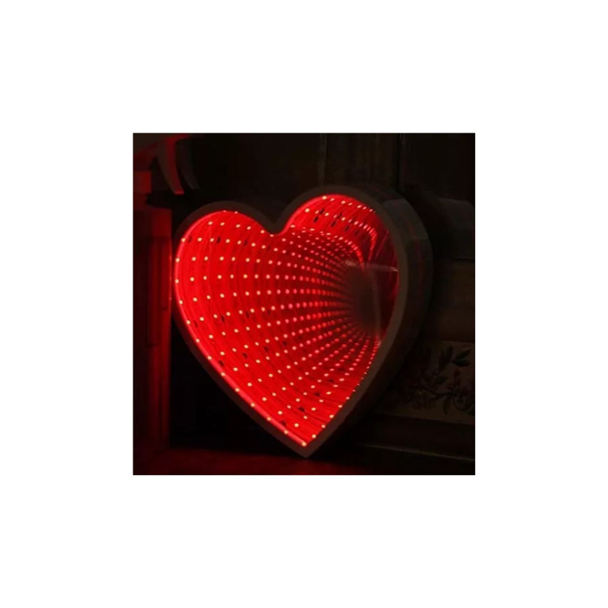 RAF - Lámpara Y Espejo Luz Led Corazón Túnel Infinito Del Amor