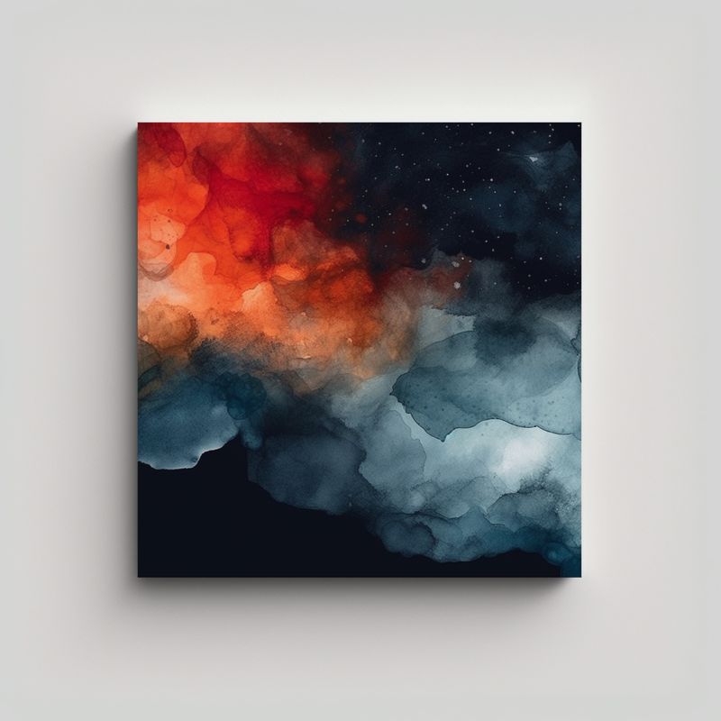 GENERICO - Cuadro Movimiento Enigmatico Fondo Acuarela Negro 70x70 Cm