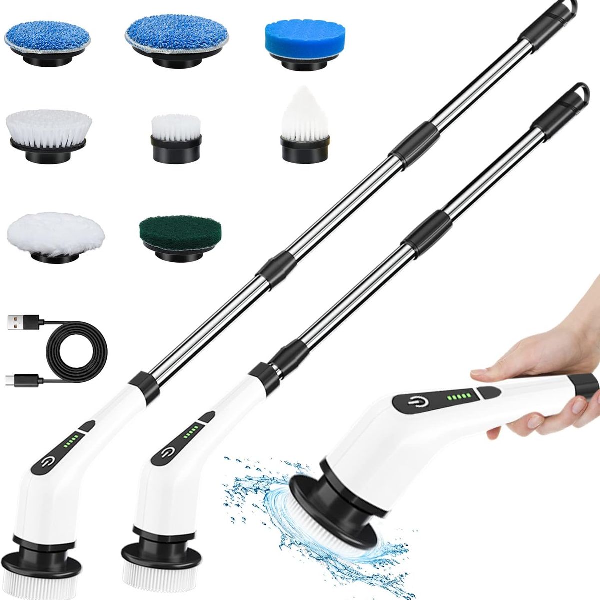 GENERICO - Cepillo Limpiador Eléctrico Giratorio 9 en 1 Inalámbrico