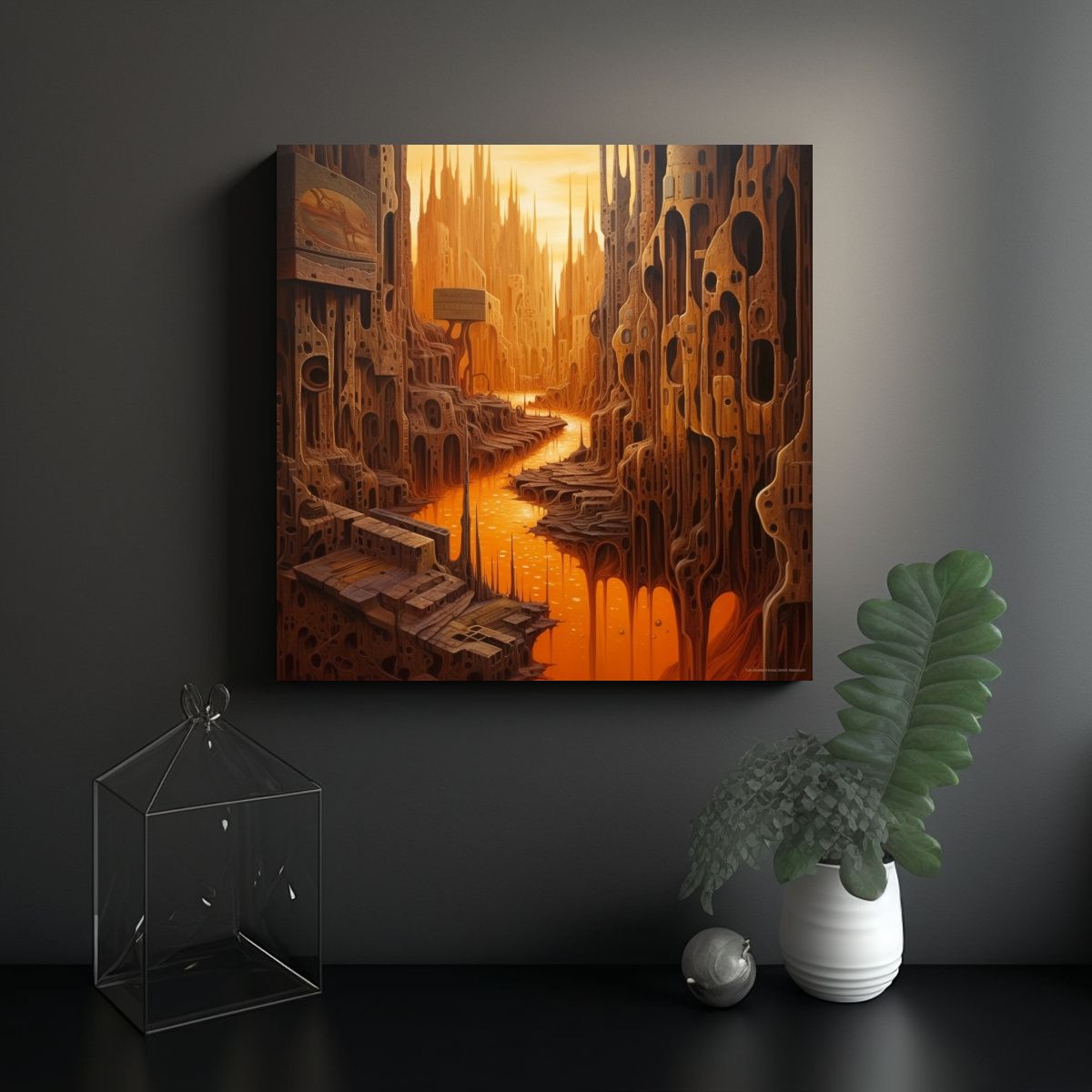 GENERICO - Cuadro Surrealista Majestuosas La Ciudad De La 90x90 Cm