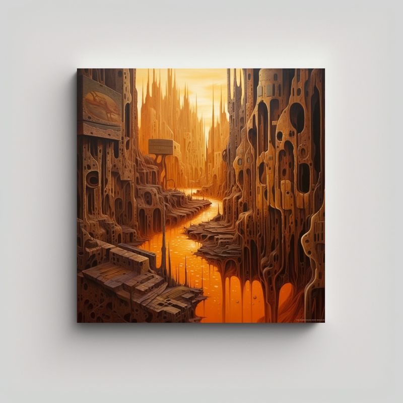 GENERICO - Cuadro Surrealista Majestuosas La Ciudad De La 60x60 Cm