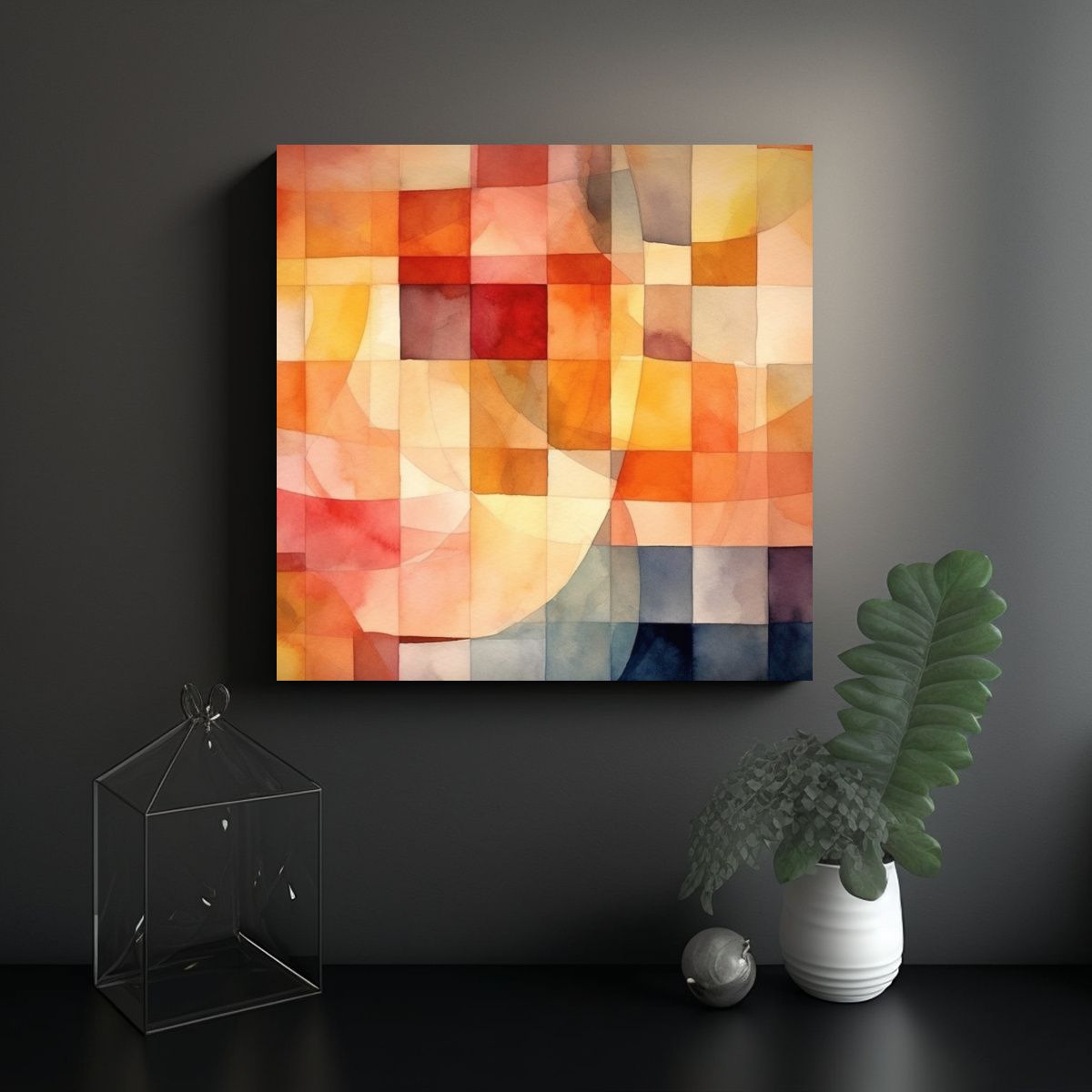 GENERICO - Cuadro Abstracto Resistente En Lienzo Con 90x90 Cm