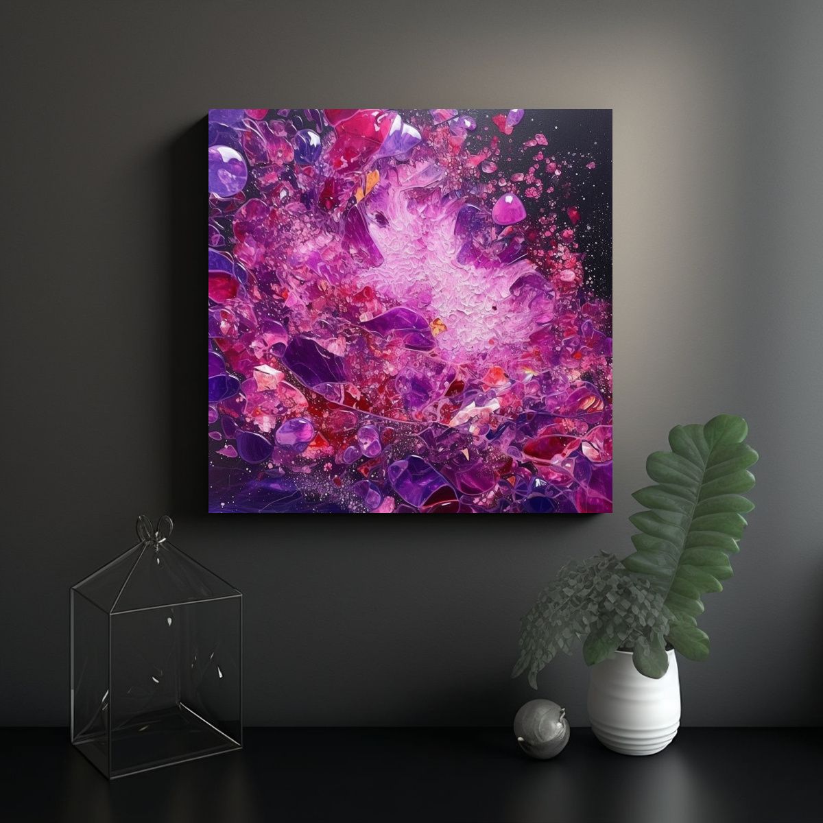 GENERICO - Cuadro Decorativo Movimiento Baño Púrpura 80x80 Cm