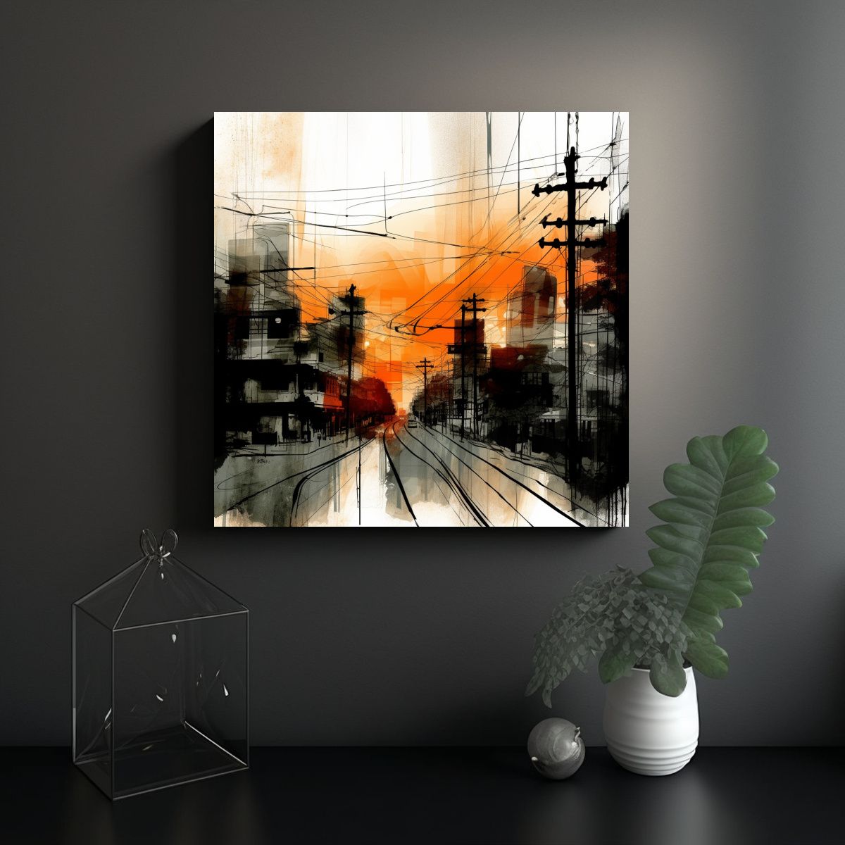 GENERICO - Cuadro Arte Moderno Llamativo En Blanco Negro Y 80x80 Cm