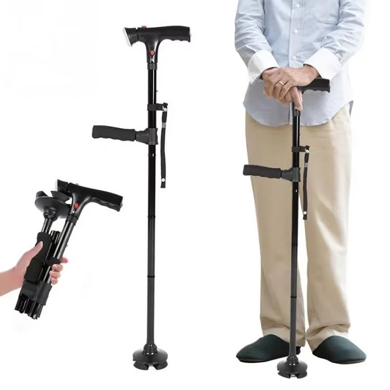 GENERICO - Bastón Plegable Luz Led 4 Soporte Ortopédico