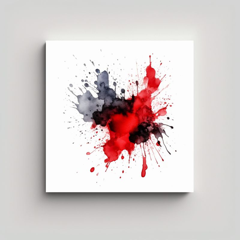 GENERICO - Cuadro Cuadro Fantasía Con Salpicaduras Rojas Y 70x70 Cm