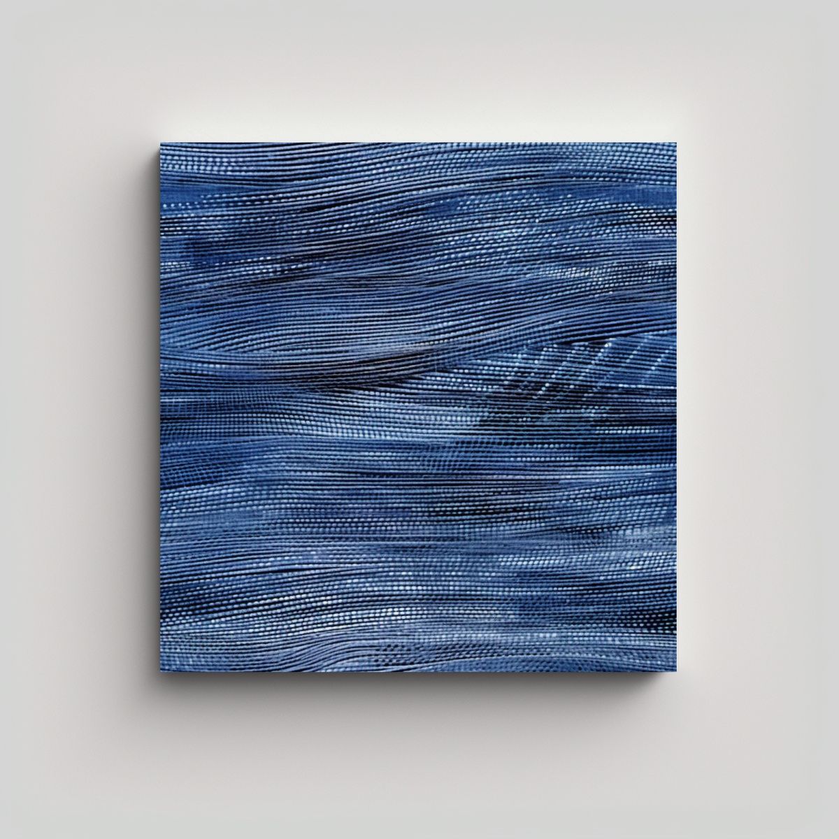 GENERICO - Cuadro Abstracto Azul Con Patrón Ondulado En 80x80 Cm