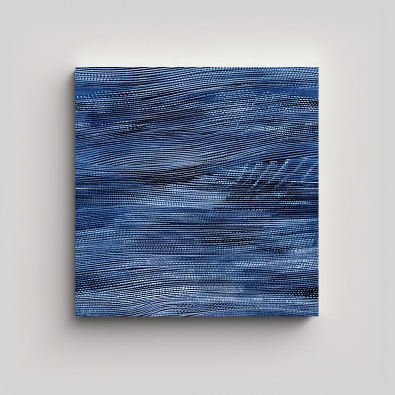 GENERICO - Cuadro Abstracto Azul Con Patrón Ondulado En 70x70 Cm