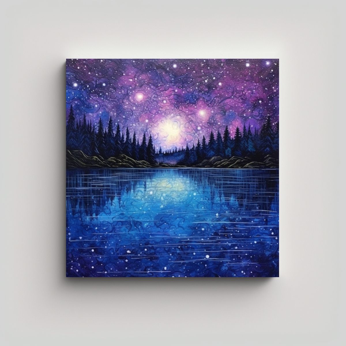 GENERICO - Pinturas Decorativas Horizontales En Tonos Azul 80x80 Cm
