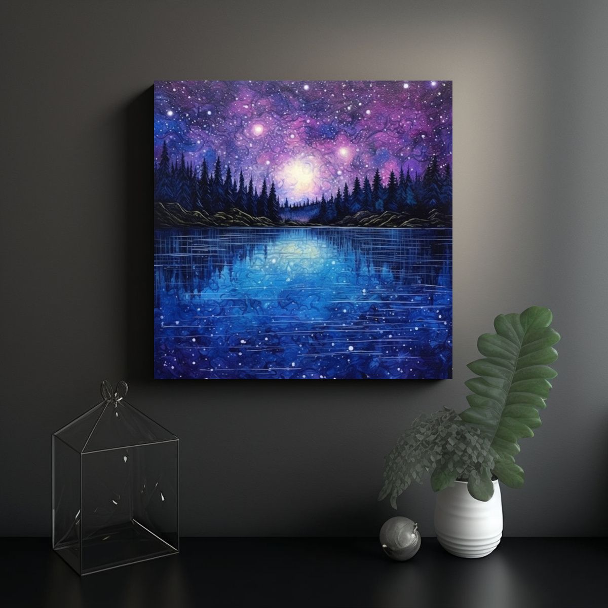GENERICO - Pinturas Decorativas Horizontales En Tonos Azul 80x80 Cm