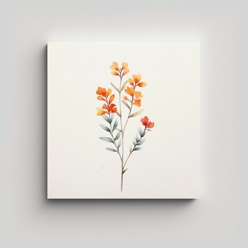 GENERICO - Cuadro Floral Acuarela Minimalista Equilibrio En 80x80 Cm