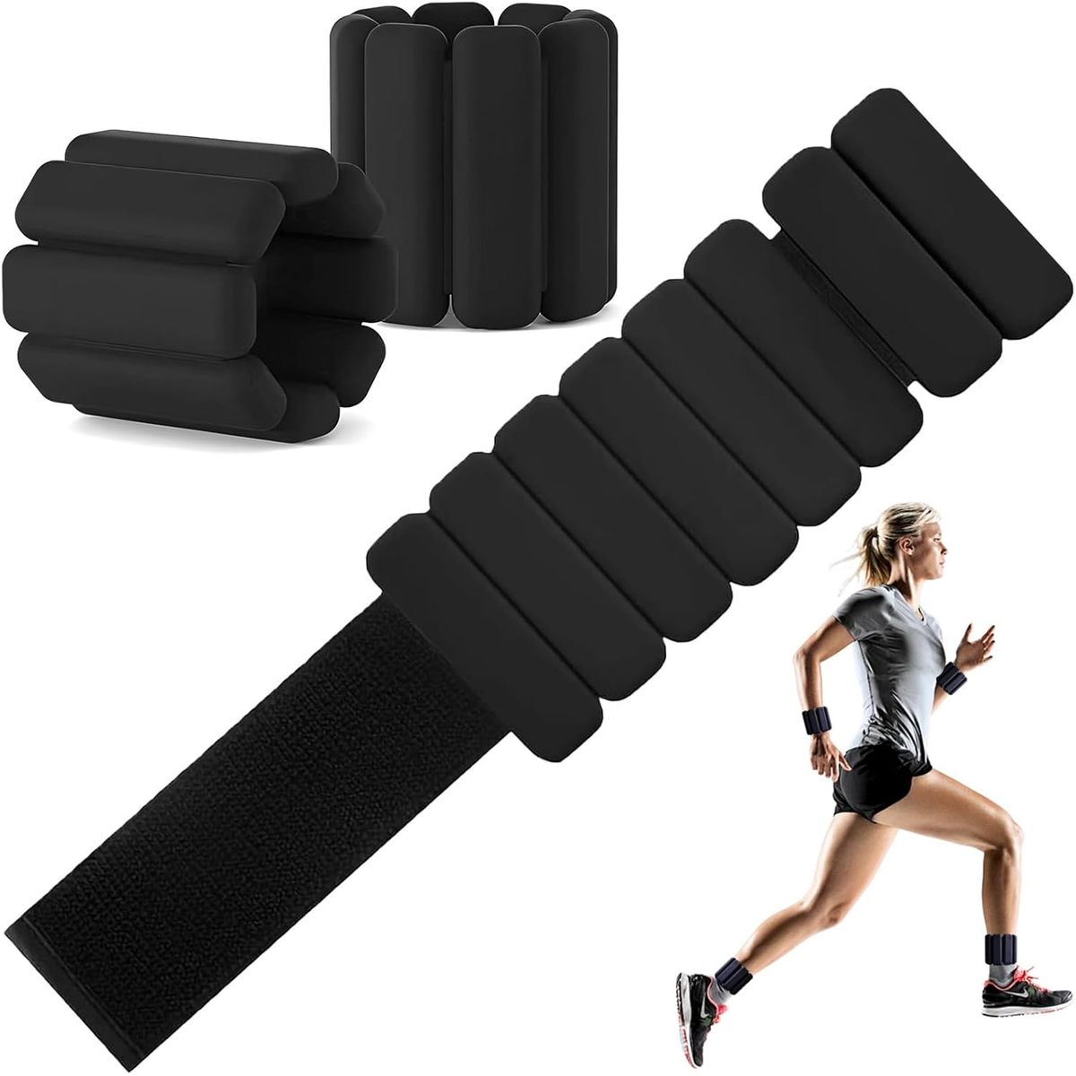 GENERICO - 2Pcs Pesas Para Muñecas Y Tobillos 1LB Para Ejercicio-Negro