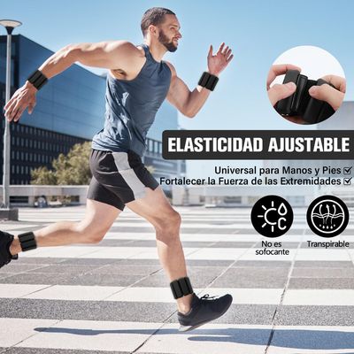 Imagen 2 del producto 2Pcs Pesas Para Muñecas Y Tobillos 1LB Para Ejercicio-Negro