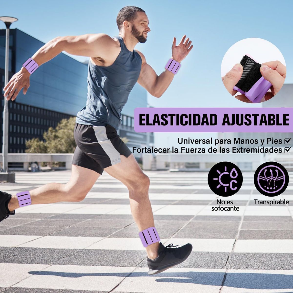 GENERICO - 1LB Pesas De Muñeca Pulsera De Pesas Para Fitness-Violeta