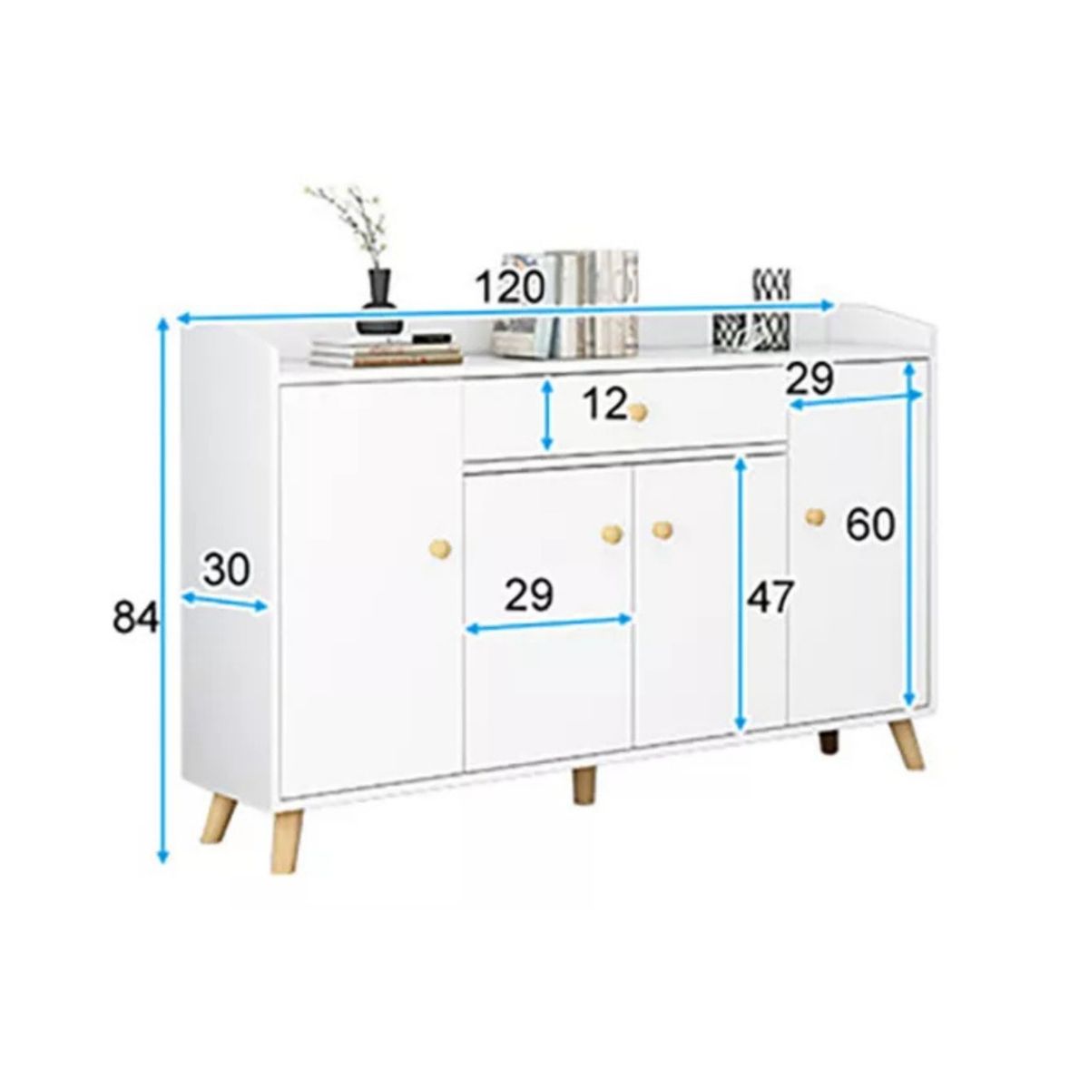 GENERICO - Zapatero Organizador 120cmx30x84cm De Madera 4 Puertas Color Blanco