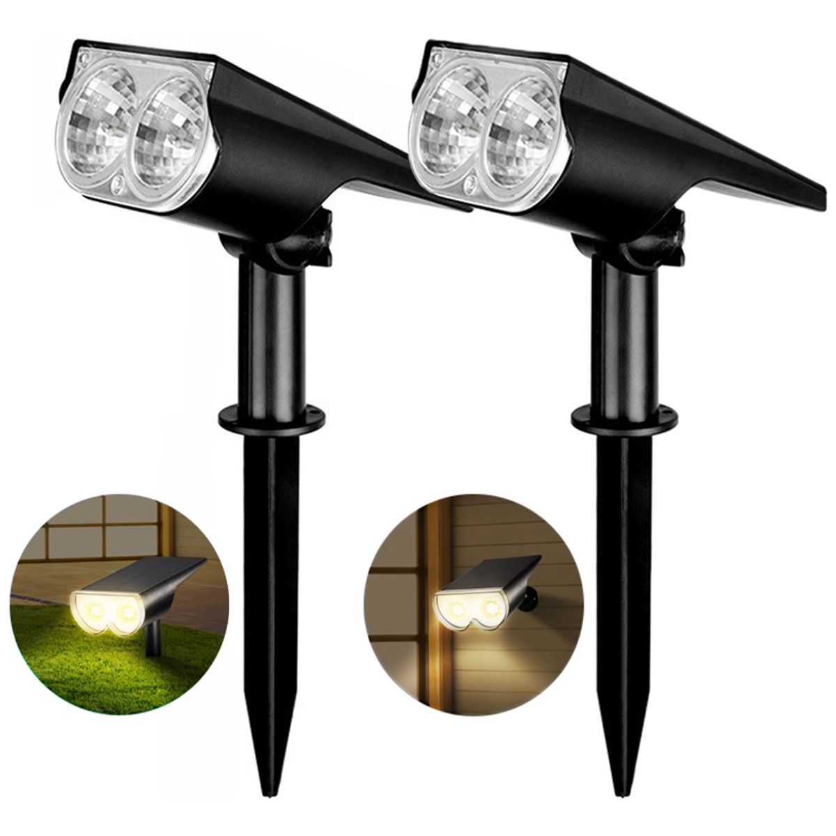 2 Luz Cálida Focos Solares Impermeable Jardín Patio Paisaje, marca GENERICO - Foto Principal