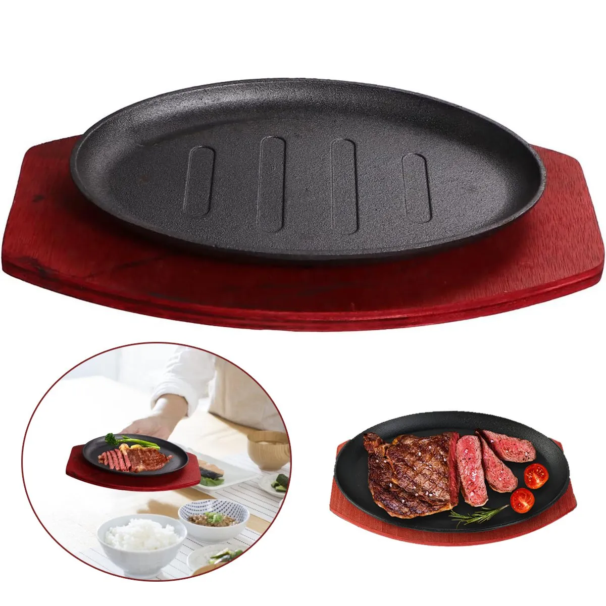 KUANGYE - Plancha Plato De Fierro Fundido Para Asar Bistecs 28cm